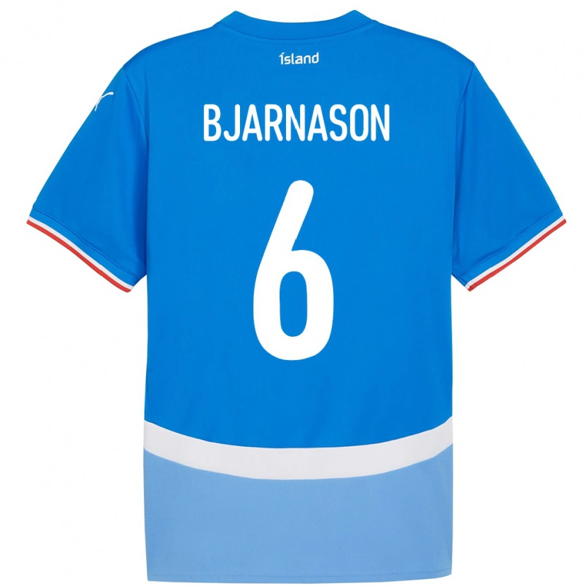 Danxen Børn Island Jóhannes Kristinn Bjarnason #6 Blå Hjemmebane Spillertrøjer 24-26 Trøje T-Shirt