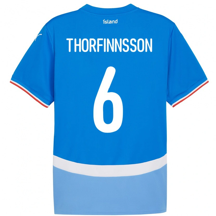 Danxen Børn Island Mikael Máni Thorfinnsson #6 Blå Hjemmebane Spillertrøjer 24-26 Trøje T-Shirt