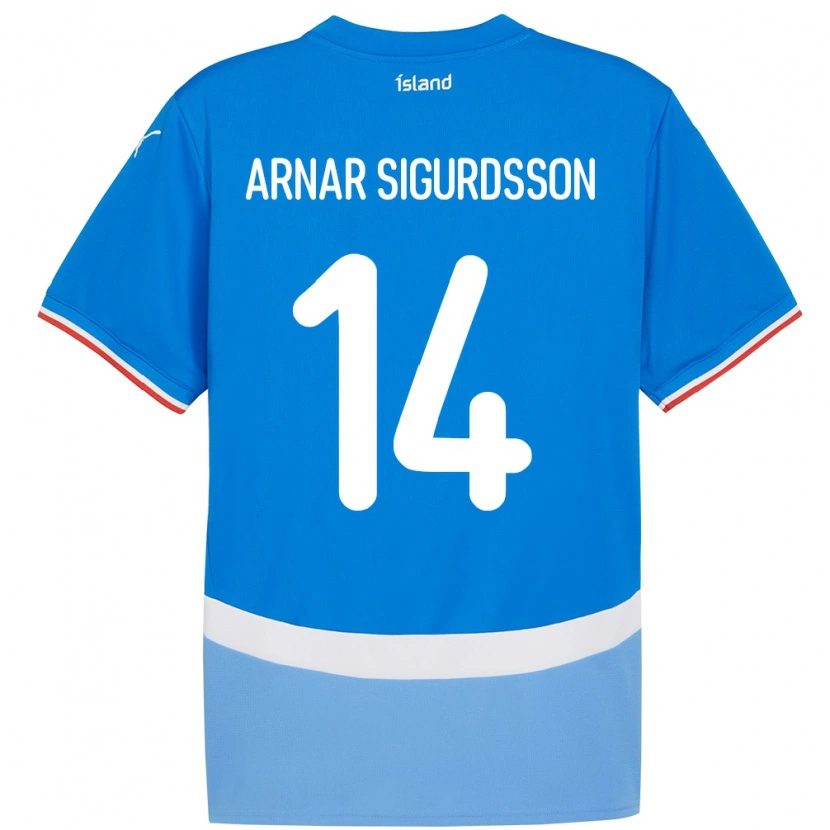 Danxen Børn Island Jón Arnar Sigurdsson #14 Blå Hjemmebane Spillertrøjer 24-26 Trøje T-Shirt