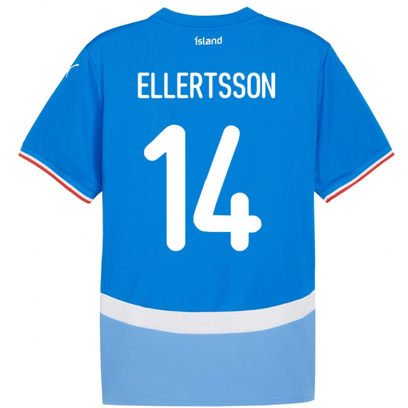 Danxen Børn Island Styrmir Jóhann Ellertsson #14 Blå Hjemmebane Spillertrøjer 24-26 Trøje T-Shirt