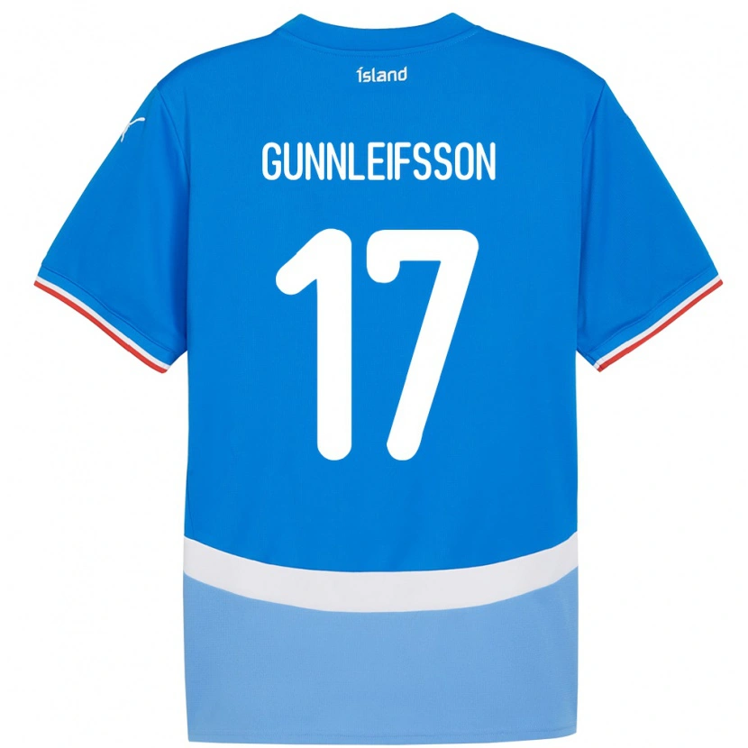 Danxen Børn Island Gunnleifur Orri Gunnleifsson #17 Blå Hjemmebane Spillertrøjer 24-26 Trøje T-Shirt