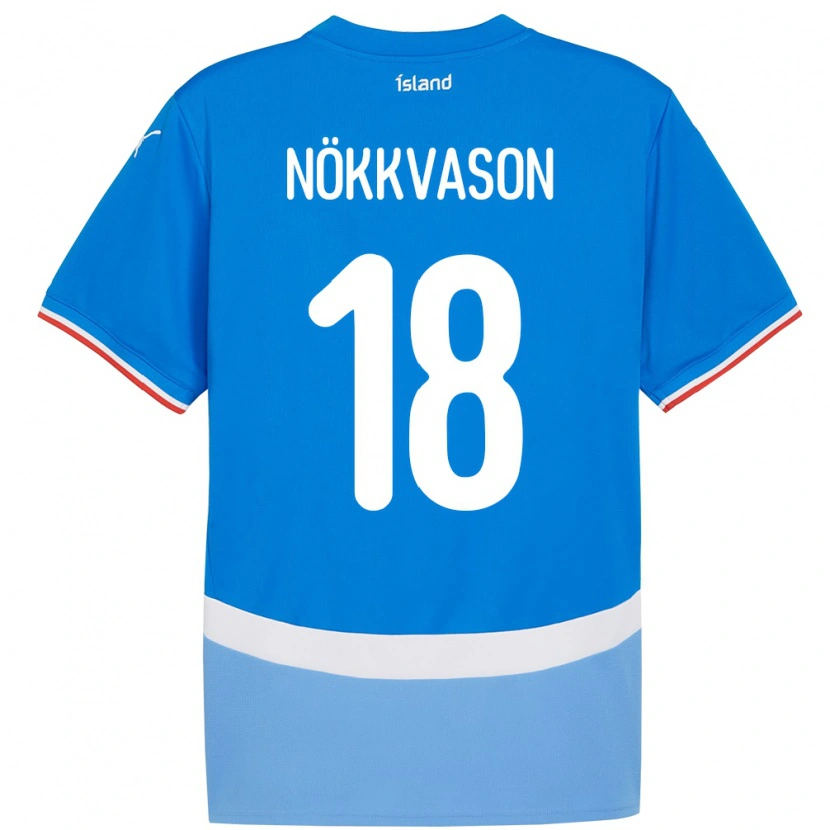 Danxen Børn Island Gudmundur Baldvin Nökkvason #18 Blå Hjemmebane Spillertrøjer 24-26 Trøje T-Shirt