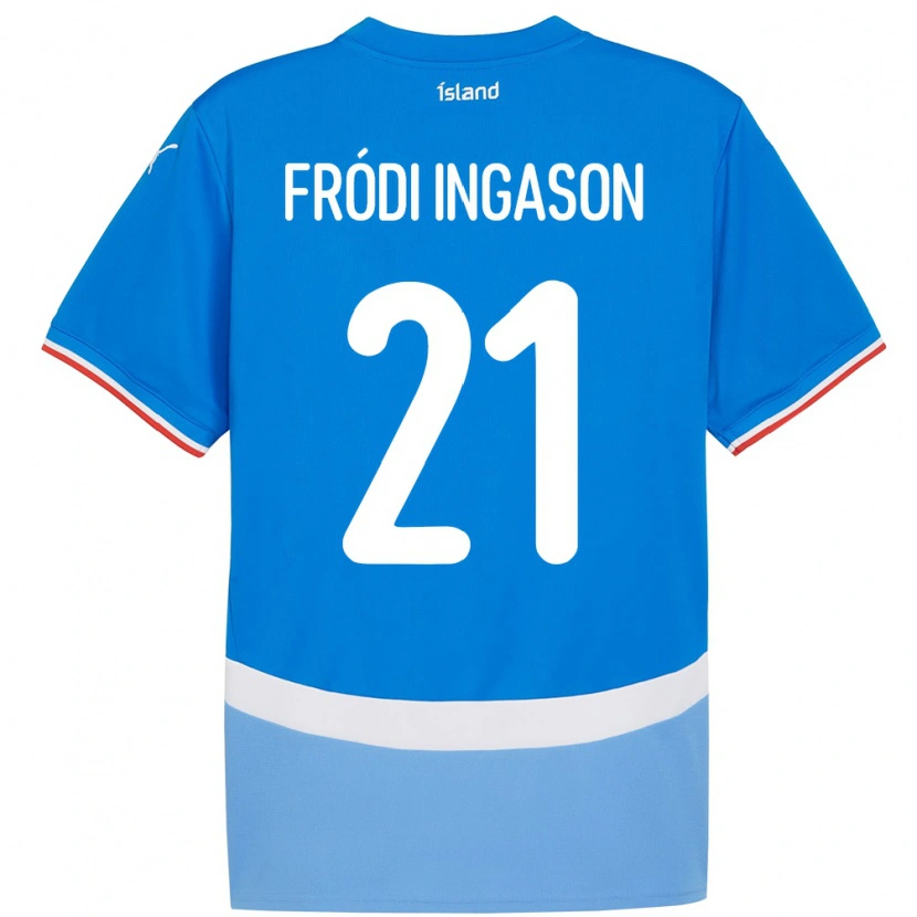 Danxen Børn Island Helgi Fródi Ingason #21 Blå Hjemmebane Spillertrøjer 24-26 Trøje T-Shirt