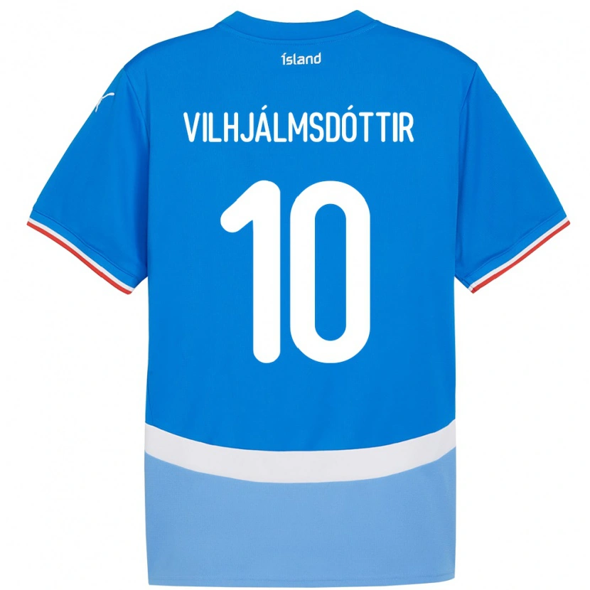 Danxen Børn Island Karólína Lea Vilhjálmsdóttir #10 Blå Hjemmebane Spillertrøjer 24-26 Trøje T-Shirt