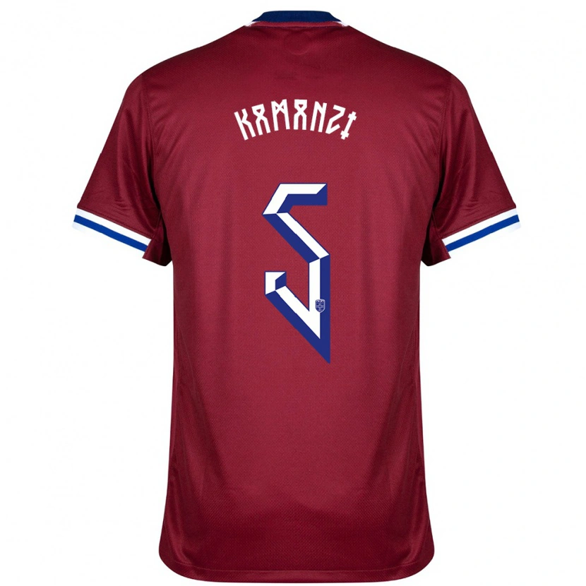 Danxen Børn Norge Warren Kamanzi #5 Rød Blå Hvid Hjemmebane Spillertrøjer 24-26 Trøje T-Shirt