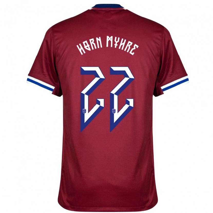 Danxen Børn Norge Felix Horn Myhre #22 Rød Blå Hvid Hjemmebane Spillertrøjer 24-26 Trøje T-Shirt