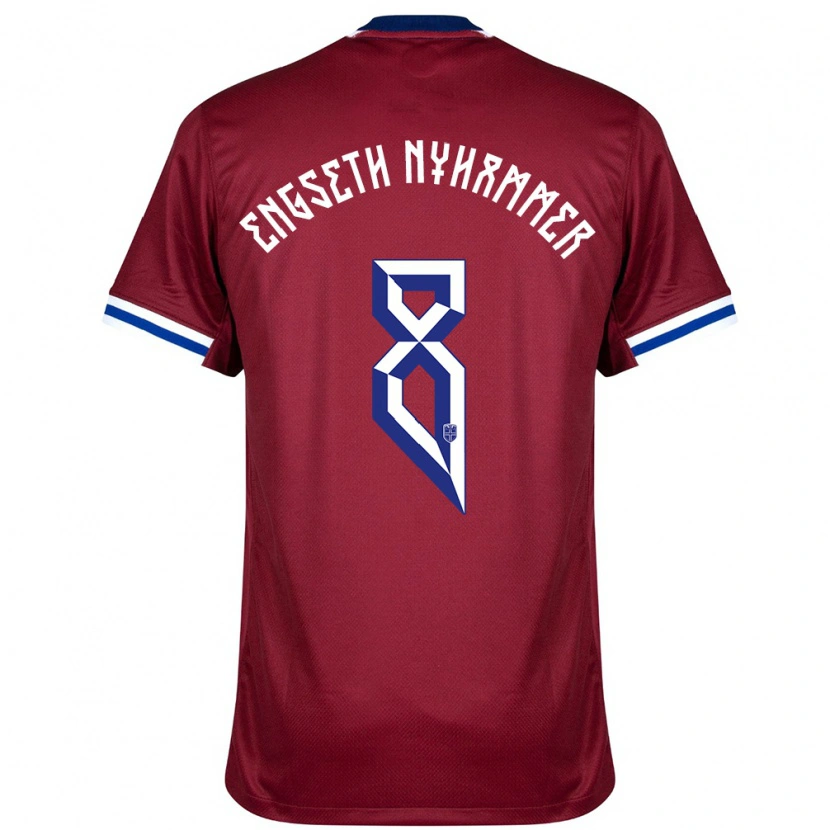 Danxen Børn Norge Troy Engseth Nyhammer #8 Rød Blå Hvid Hjemmebane Spillertrøjer 24-26 Trøje T-Shirt