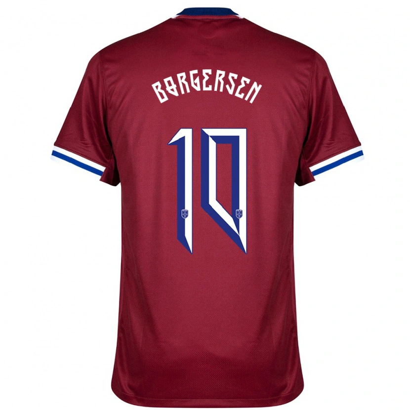 Danxen Børn Norge Aleksander Borgersen #10 Rød Blå Hvid Hjemmebane Spillertrøjer 24-26 Trøje T-Shirt