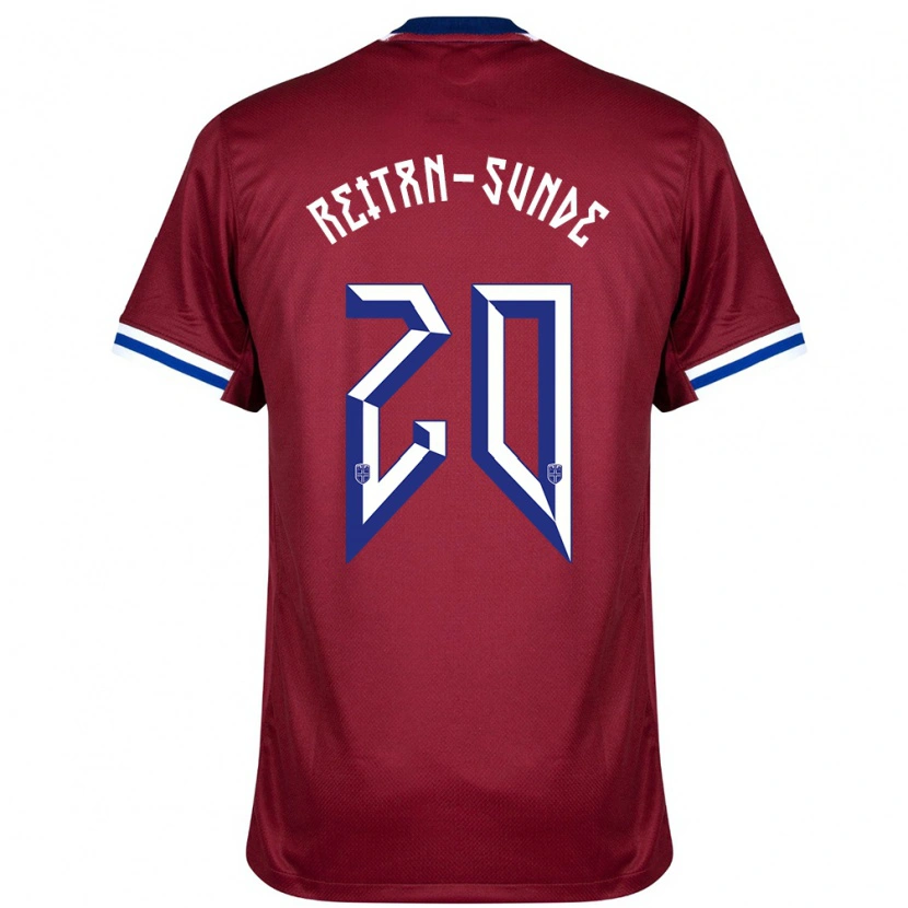 Danxen Børn Norge Jesper Reitan-Sunde #20 Rød Blå Hvid Hjemmebane Spillertrøjer 24-26 Trøje T-Shirt