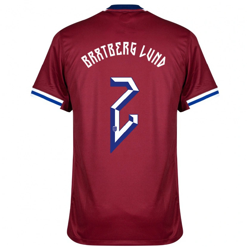 Danxen Børn Norge Marit Bratberg Lund #2 Rød Blå Hvid Hjemmebane Spillertrøjer 24-26 Trøje T-Shirt