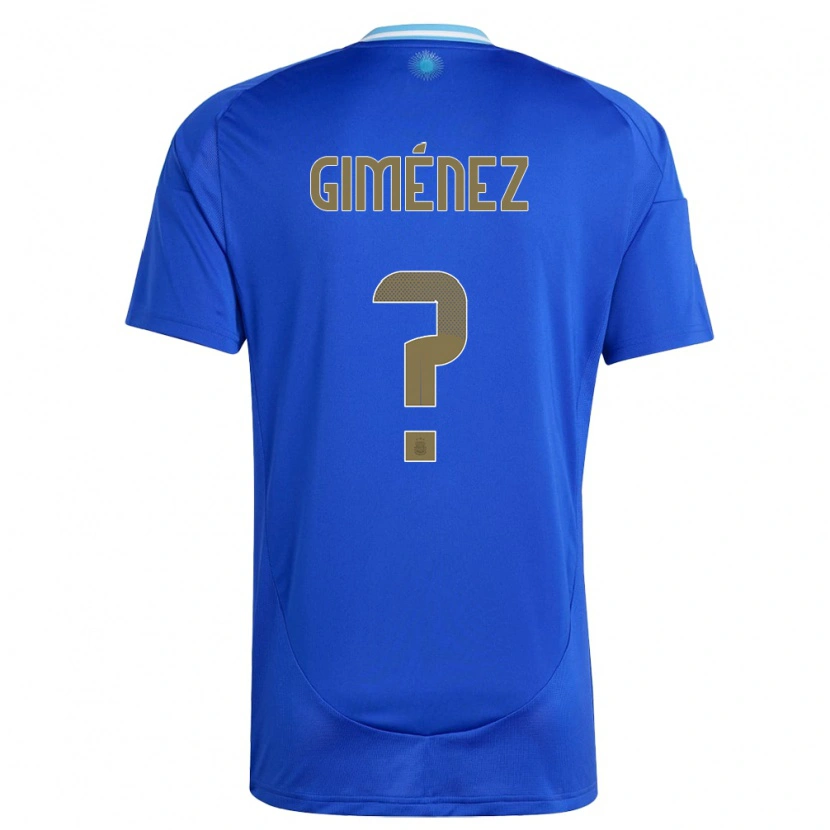 Danxen Børn Argentina Juan Giménez #0 Blå Udebane Spillertrøjer 24-26 Trøje T-Shirt