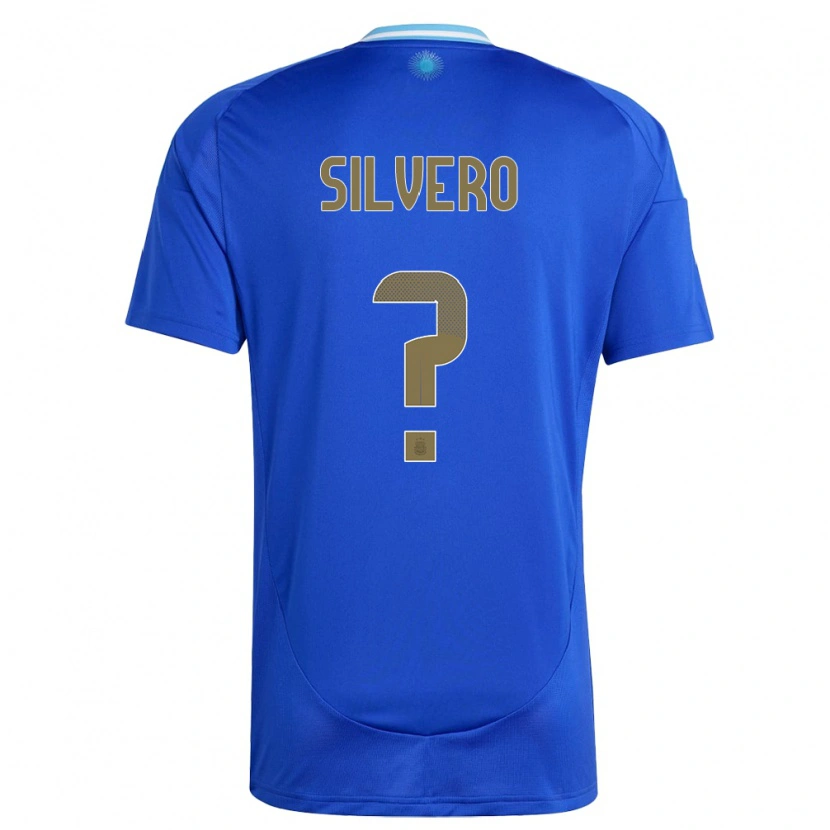 Danxen Børn Argentina Thiago Silvero #0 Blå Udebane Spillertrøjer 24-26 Trøje T-Shirt