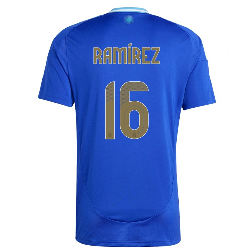 Danxen Børn Argentina Tobías Ramírez #16 Blå Udebane Spillertrøjer 24-26 Trøje T-Shirt