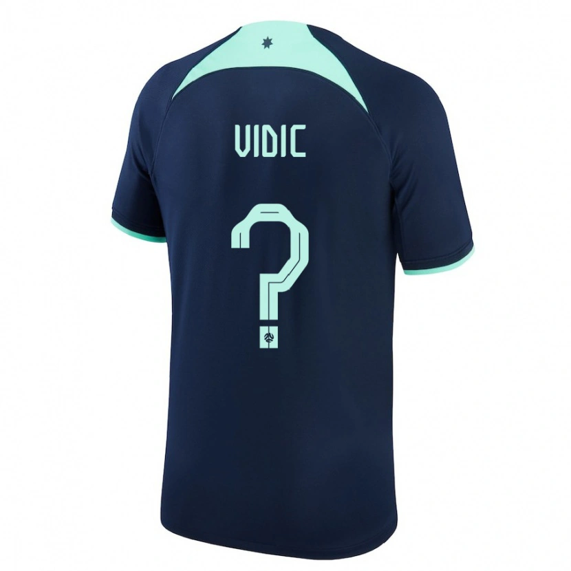 Danxen Børn Australien Justin Vidic #0 Mørkeblå Udebane Spillertrøjer 24-26 Trøje T-Shirt