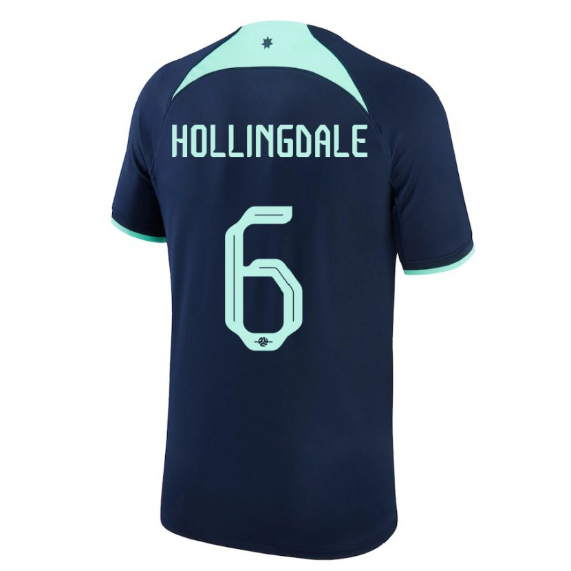 Danxen Børn Australien Ryley Hollingdale #6 Mørkeblå Udebane Spillertrøjer 24-26 Trøje T-Shirt