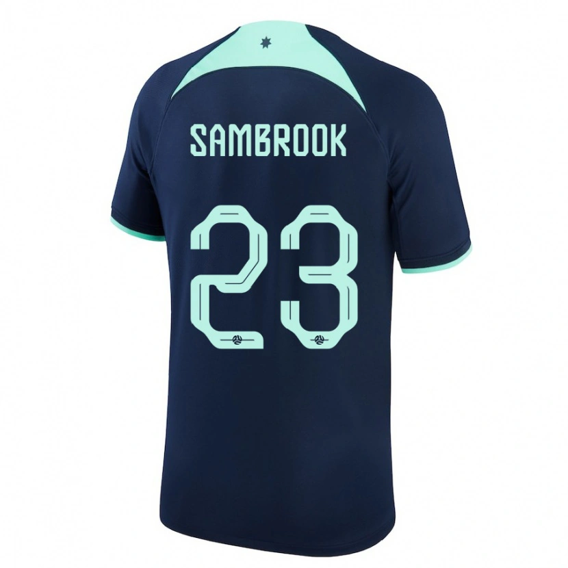 Danxen Børn Australien Logan Sambrook #23 Mørkeblå Udebane Spillertrøjer 24-26 Trøje T-Shirt