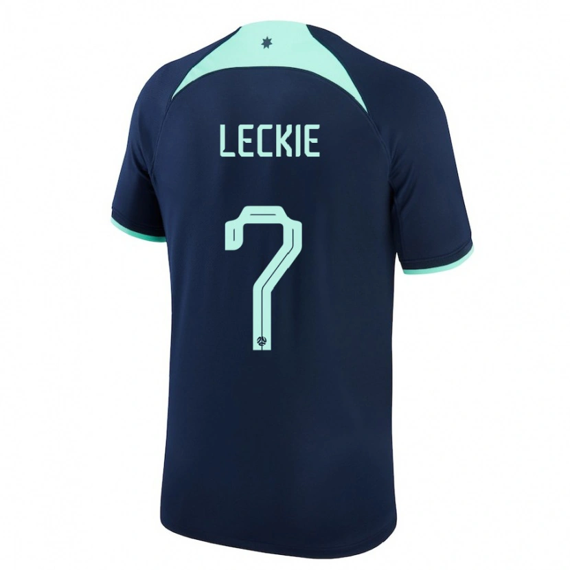 Danxen Børn Australien Mathew Leckie #7 Mørkeblå Udebane Spillertrøjer 24-26 Trøje T-Shirt