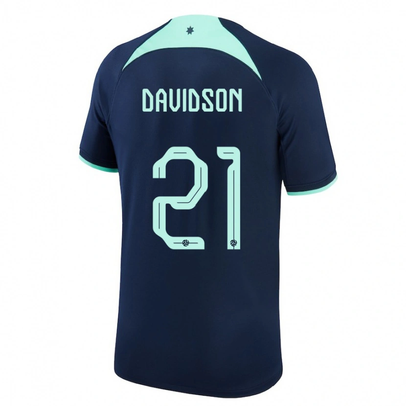 Danxen Børn Australien Jason Davidson #21 Mørkeblå Udebane Spillertrøjer 24-26 Trøje T-Shirt