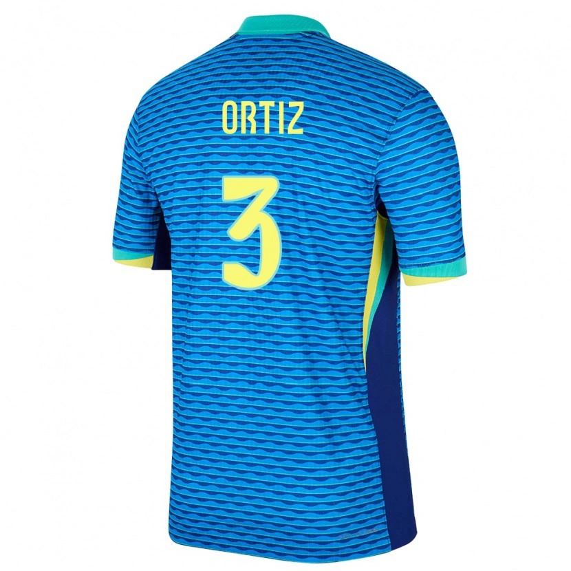 Danxen Børn Brasilien Léo Ortiz #3 Blå Udebane Spillertrøjer 24-26 Trøje T-Shirt