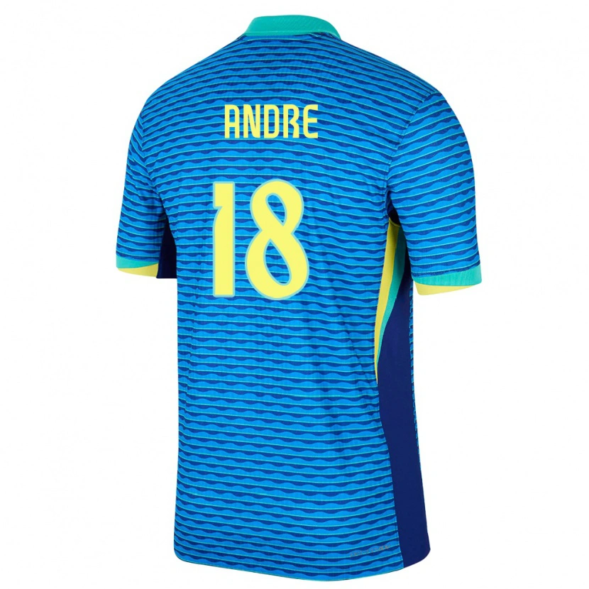 Danxen Børn Brasilien André #18 Blå Udebane Spillertrøjer 24-26 Trøje T-Shirt