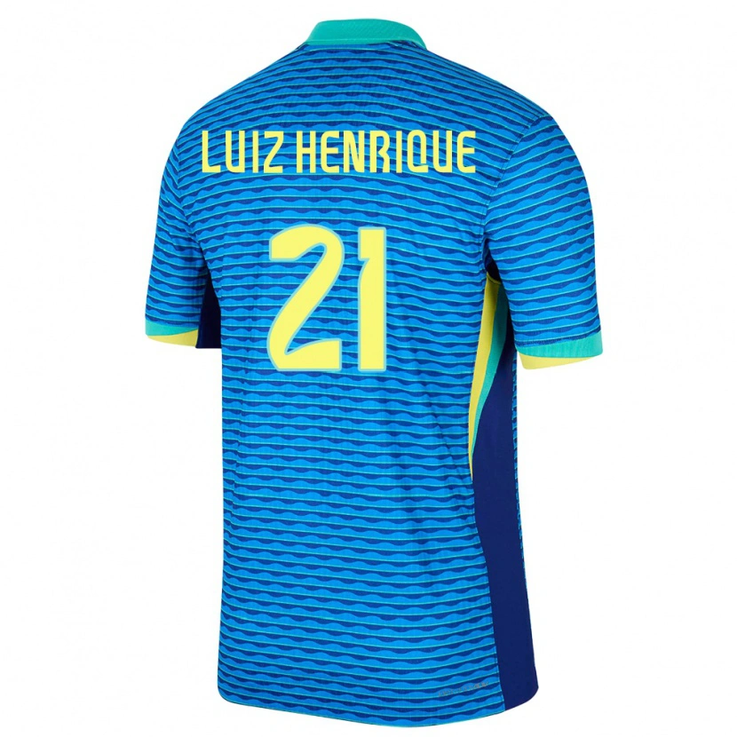 Danxen Børn Brasilien Luiz Henrique #21 Blå Udebane Spillertrøjer 24-26 Trøje T-Shirt