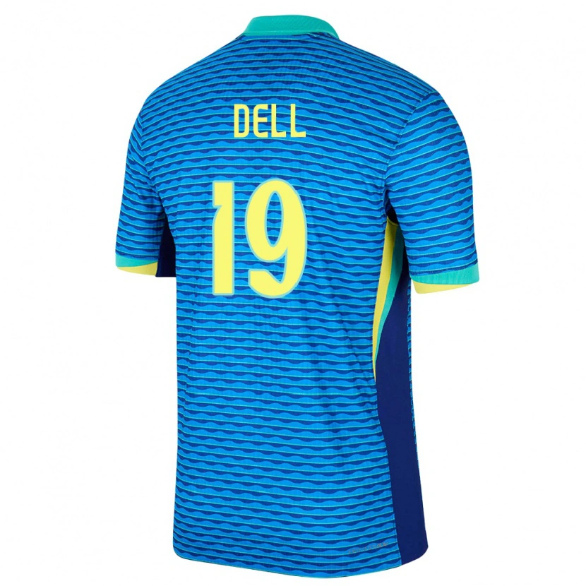 Danxen Børn Brasilien Dell #19 Blå Udebane Spillertrøjer 24-26 Trøje T-Shirt