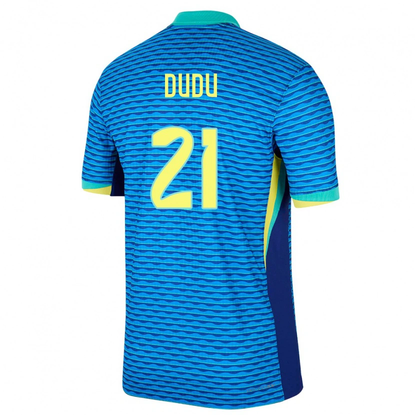 Danxen Børn Brasilien Dudu #21 Blå Udebane Spillertrøjer 24-26 Trøje T-Shirt