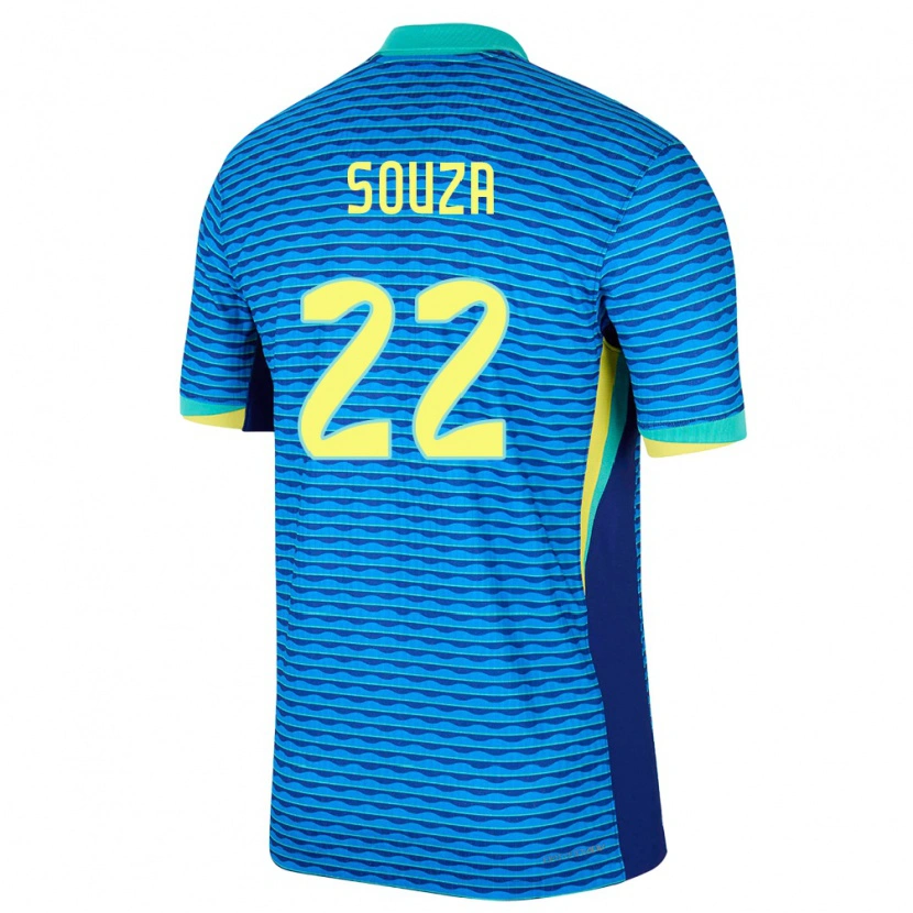 Danxen Børn Brasilien Luiz Souza #22 Blå Udebane Spillertrøjer 24-26 Trøje T-Shirt