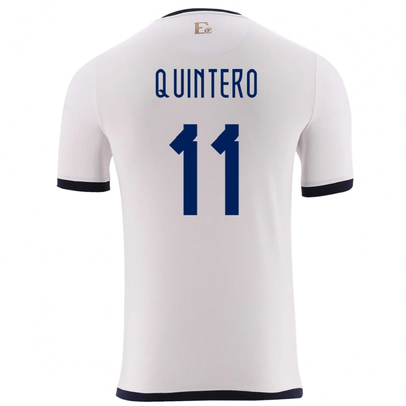 Danxen Børn Ecuador Edwin Quintero #11 Hvid Udebane Spillertrøjer 24-26 Trøje T-Shirt