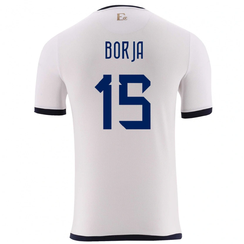 Danxen Børn Ecuador Ronny Borja #15 Hvid Udebane Spillertrøjer 24-26 Trøje T-Shirt