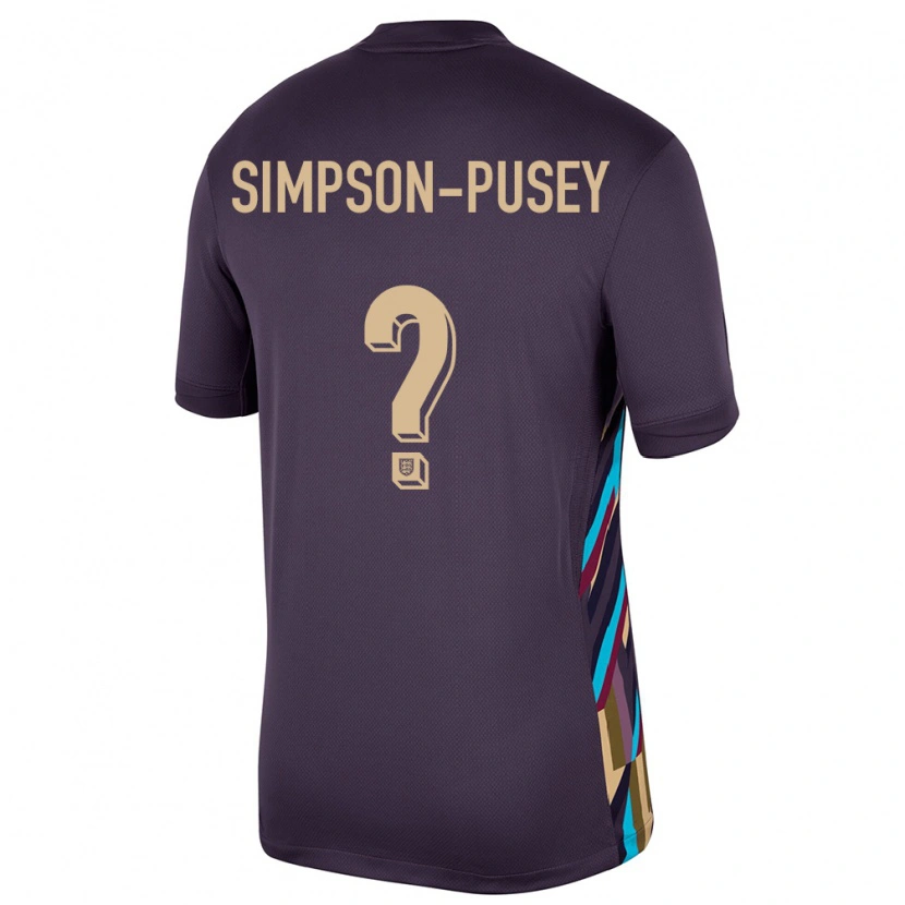 Danxen Børn England Jahmai Simpson-Pusey #0 Mørk Rosin Udebane Spillertrøjer 24-26 Trøje T-Shirt