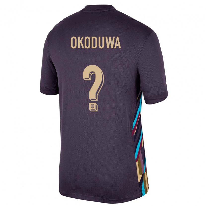 Danxen Børn England Wesley Okoduwa #0 Mørk Rosin Udebane Spillertrøjer 24-26 Trøje T-Shirt