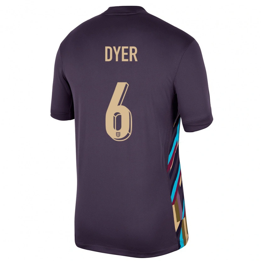 Danxen Børn England Kiano Dyer #6 Mørk Rosin Udebane Spillertrøjer 24-26 Trøje T-Shirt