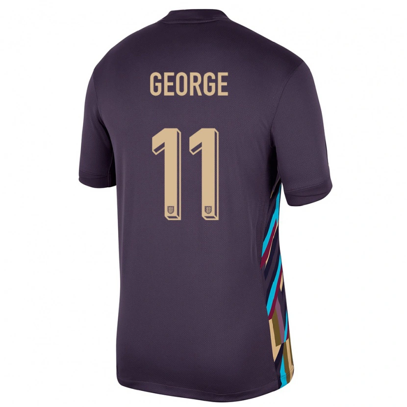 Danxen Børn England Tyrique George #11 Mørk Rosin Udebane Spillertrøjer 24-26 Trøje T-Shirt