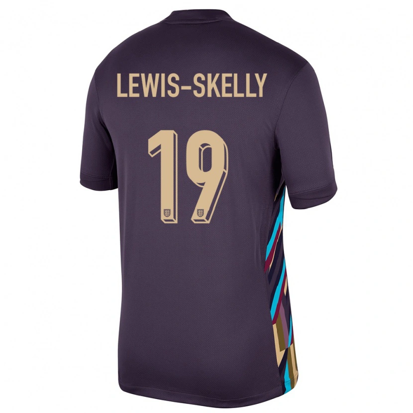 Danxen Børn England Myles Lewis-Skelly #19 Mørk Rosin Udebane Spillertrøjer 24-26 Trøje T-Shirt