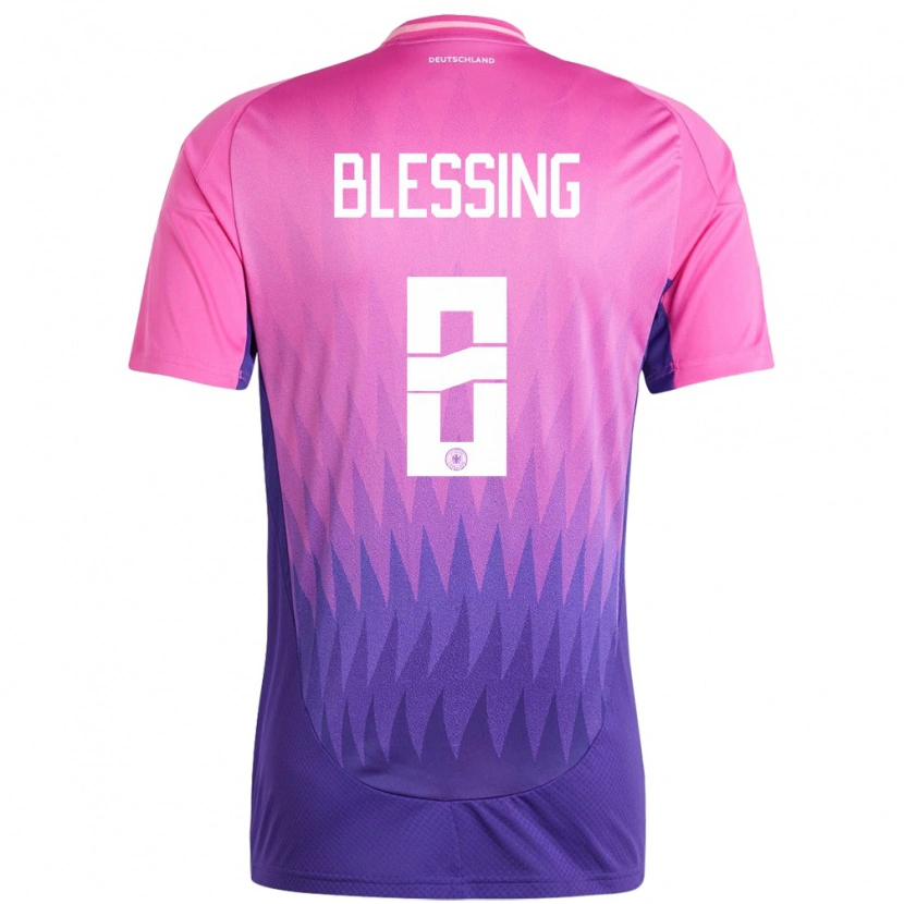 Danxen Børn Tyskland Èlisée Blessing #8 Pink Lilla Udebane Spillertrøjer 24-26 Trøje T-Shirt