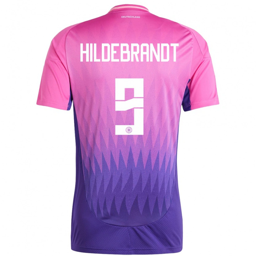 Danxen Børn Tyskland Niklas Hildebrandt #9 Pink Lilla Udebane Spillertrøjer 24-26 Trøje T-Shirt