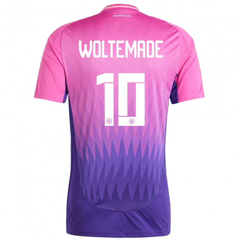 Danxen Børn Tyskland Nick Woltemade #10 Pink Lilla Udebane Spillertrøjer 24-26 Trøje T-Shirt