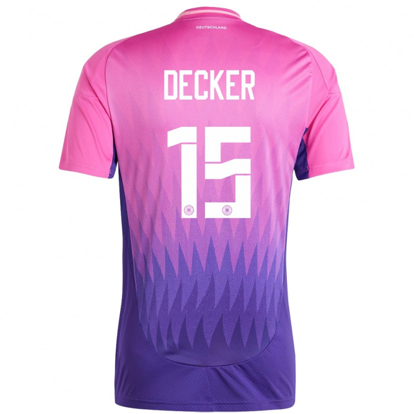 Danxen Børn Tyskland Elias Decker #15 Pink Lilla Udebane Spillertrøjer 24-26 Trøje T-Shirt