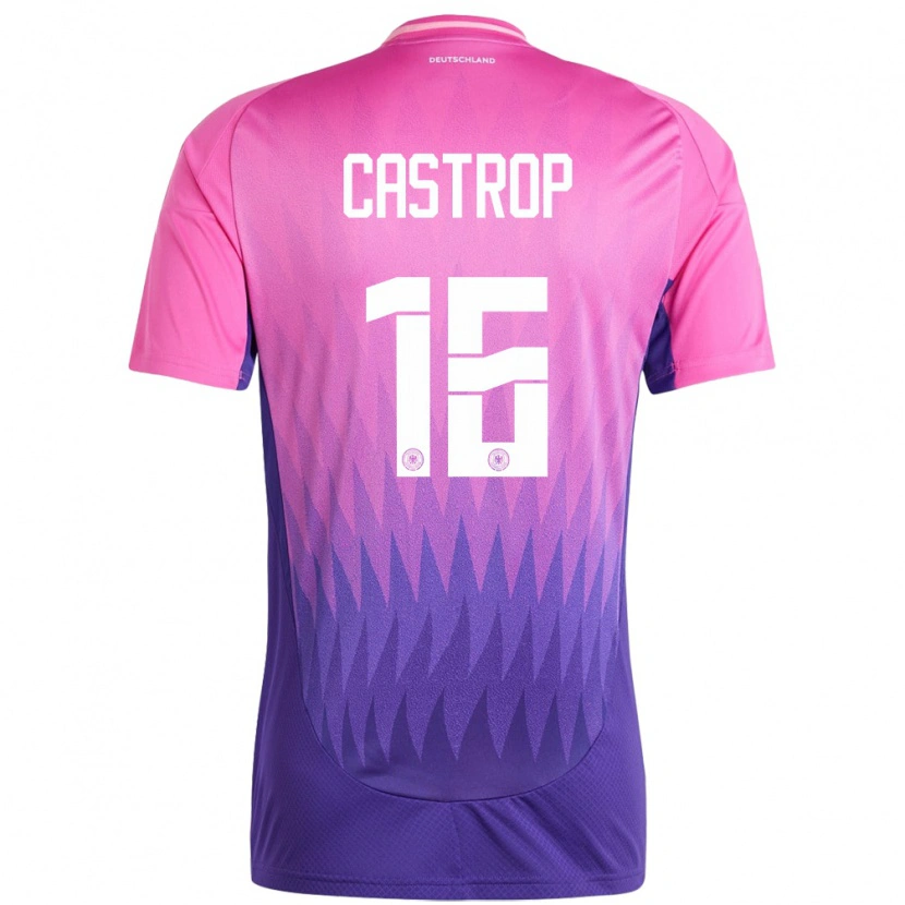 Danxen Børn Tyskland Jens Castrop #16 Pink Lilla Udebane Spillertrøjer 24-26 Trøje T-Shirt