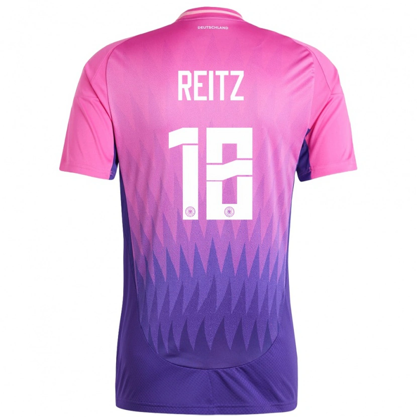 Danxen Børn Tyskland Rocco Reitz #18 Pink Lilla Udebane Spillertrøjer 24-26 Trøje T-Shirt