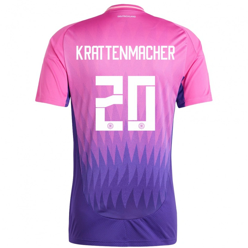 Danxen Børn Tyskland Maurice Krattenmacher #20 Pink Lilla Udebane Spillertrøjer 24-26 Trøje T-Shirt