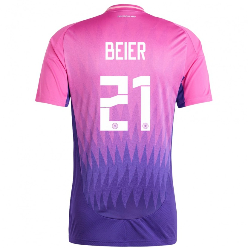 Danxen Børn Tyskland Maximilian Beier #21 Pink Lilla Udebane Spillertrøjer 24-26 Trøje T-Shirt