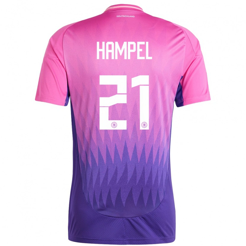 Danxen Børn Tyskland Luca Hampel #21 Pink Lilla Udebane Spillertrøjer 24-26 Trøje T-Shirt