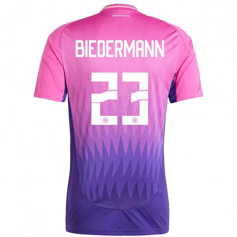 Danxen Børn Tyskland Nico Biedermann #23 Pink Lilla Udebane Spillertrøjer 24-26 Trøje T-Shirt