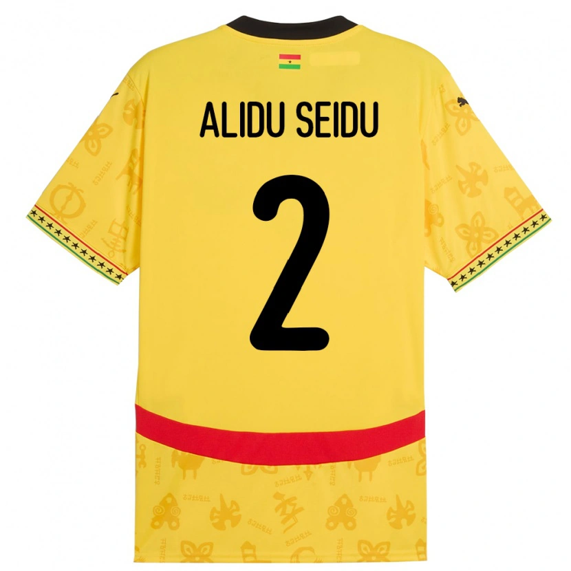 Danxen Børn Ghana Alidu Seidu #2 Gul Udebane Spillertrøjer 24-26 Trøje T-Shirt