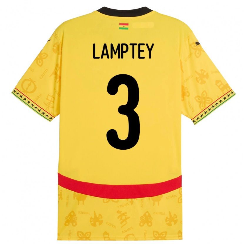 Danxen Børn Ghana Tariq Lamptey #3 Gul Udebane Spillertrøjer 24-26 Trøje T-Shirt