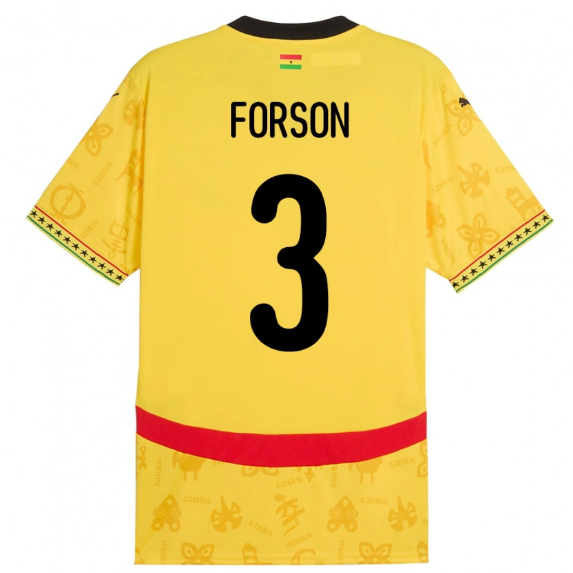 Danxen Børn Ghana Amankwah Forson #3 Gul Udebane Spillertrøjer 24-26 Trøje T-Shirt