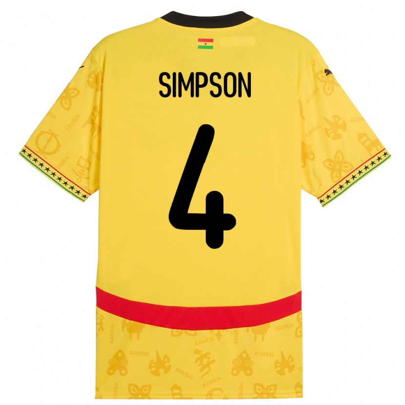 Danxen Børn Ghana Razak Simpson #4 Gul Udebane Spillertrøjer 24-26 Trøje T-Shirt