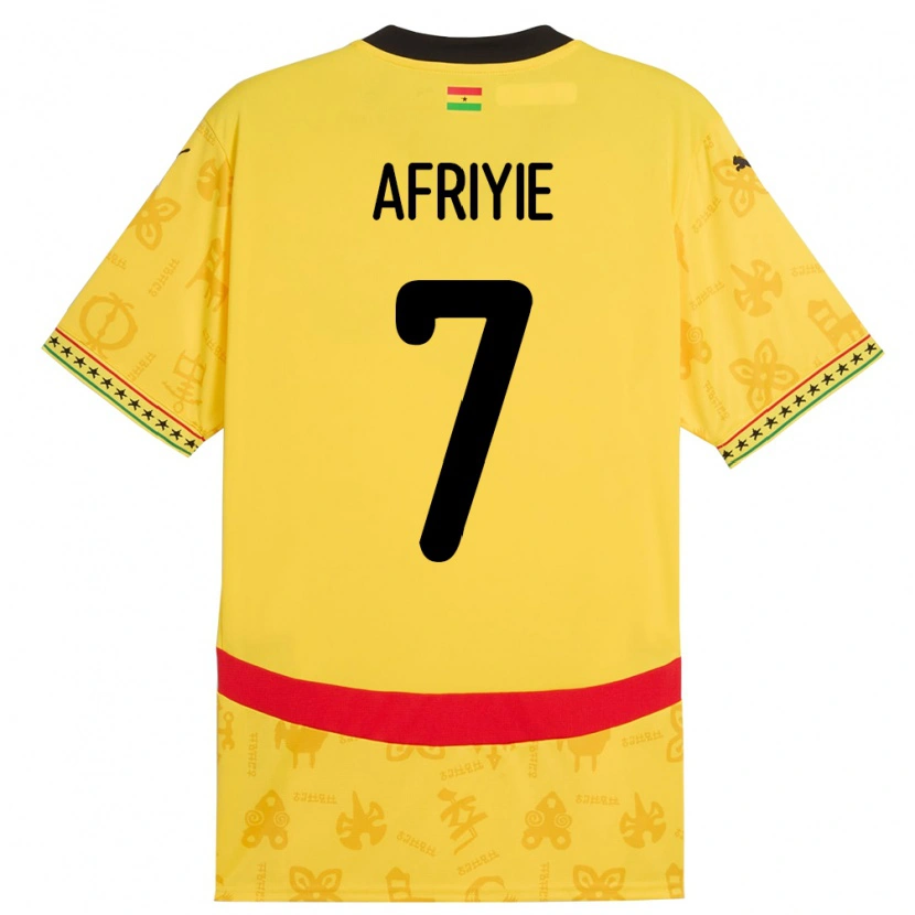 Danxen Børn Ghana Jerry Afriyie #7 Gul Udebane Spillertrøjer 24-26 Trøje T-Shirt